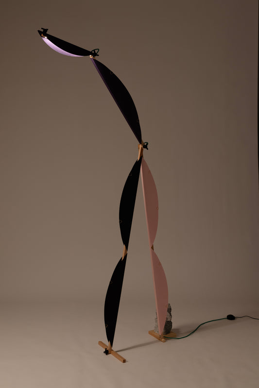 A floor lamp with HALFMOON add-ons