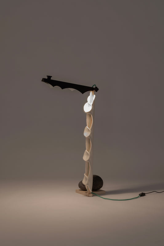 L table lamp with OLOP sleeve & DIP cardboard shade