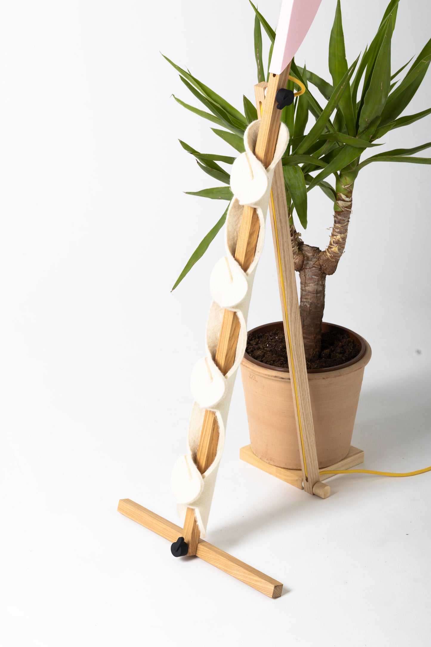 S floor lamp with OLOP sleeves and HALFMOON add-on and shade
