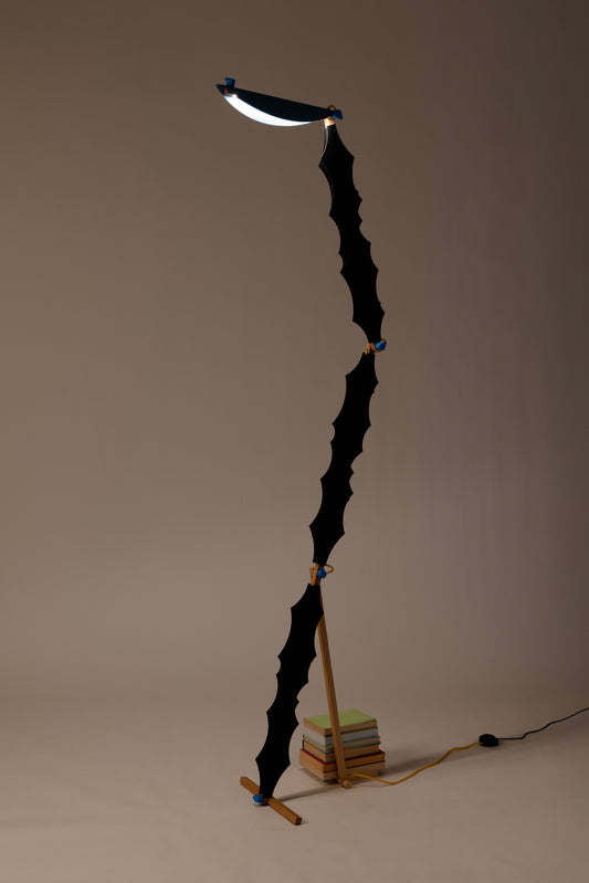 S floor lamp with DIP cardboard add-on and HALFMOON shade