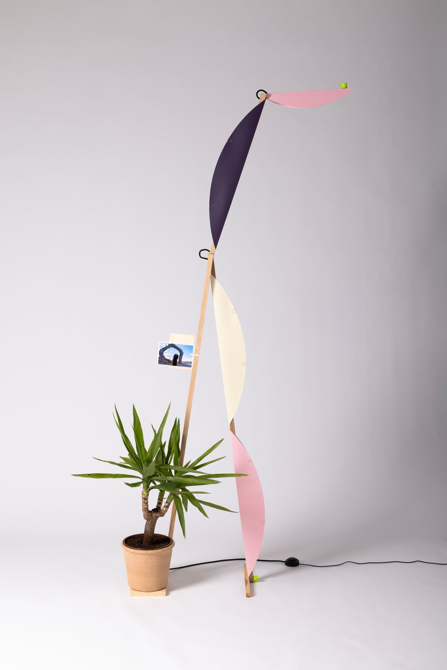 A floor lamp with HALFMOON add-ons and shade & CLIP add-ons