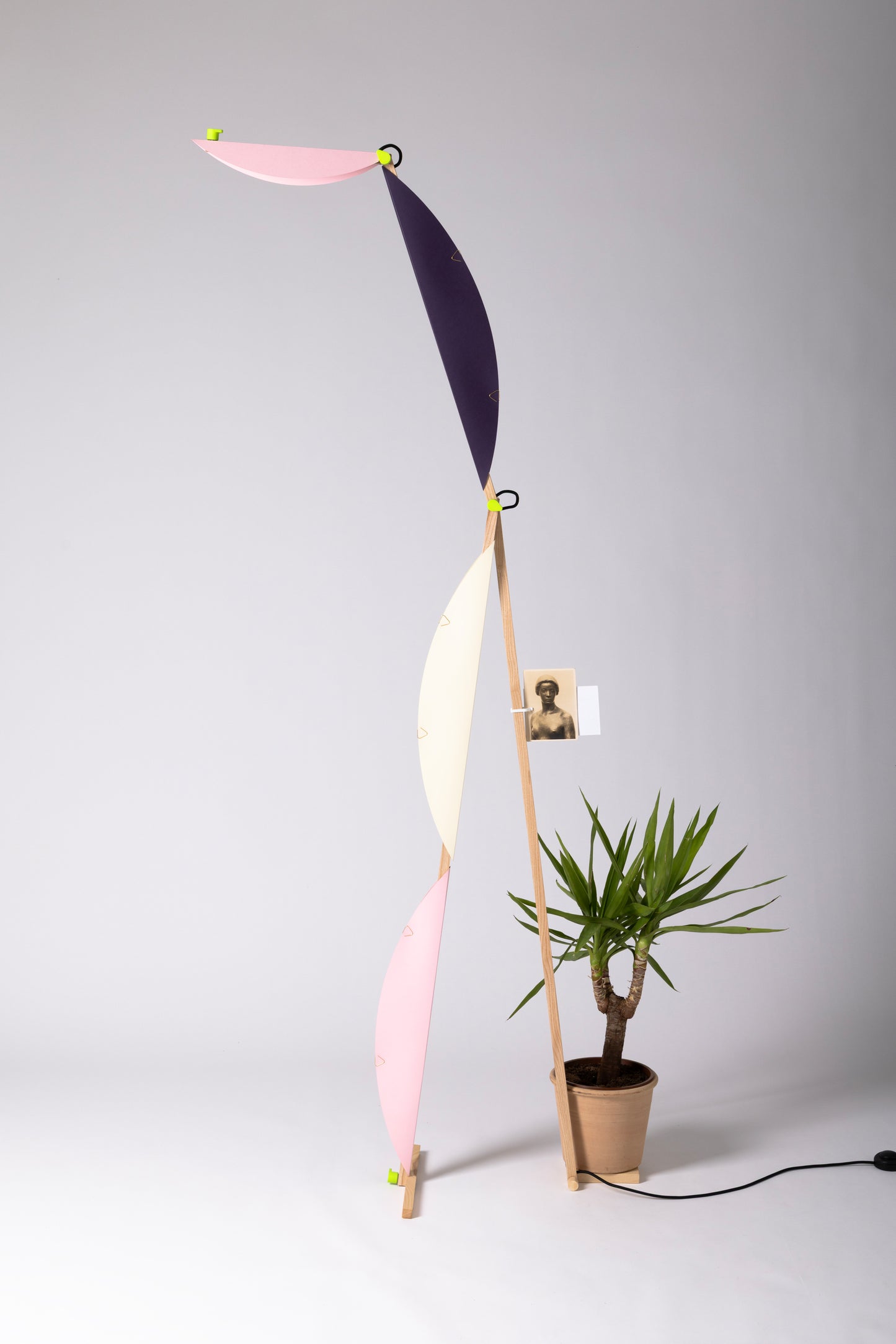 A floor lamp with HALFMOON add-ons and shade & CLIP add-ons