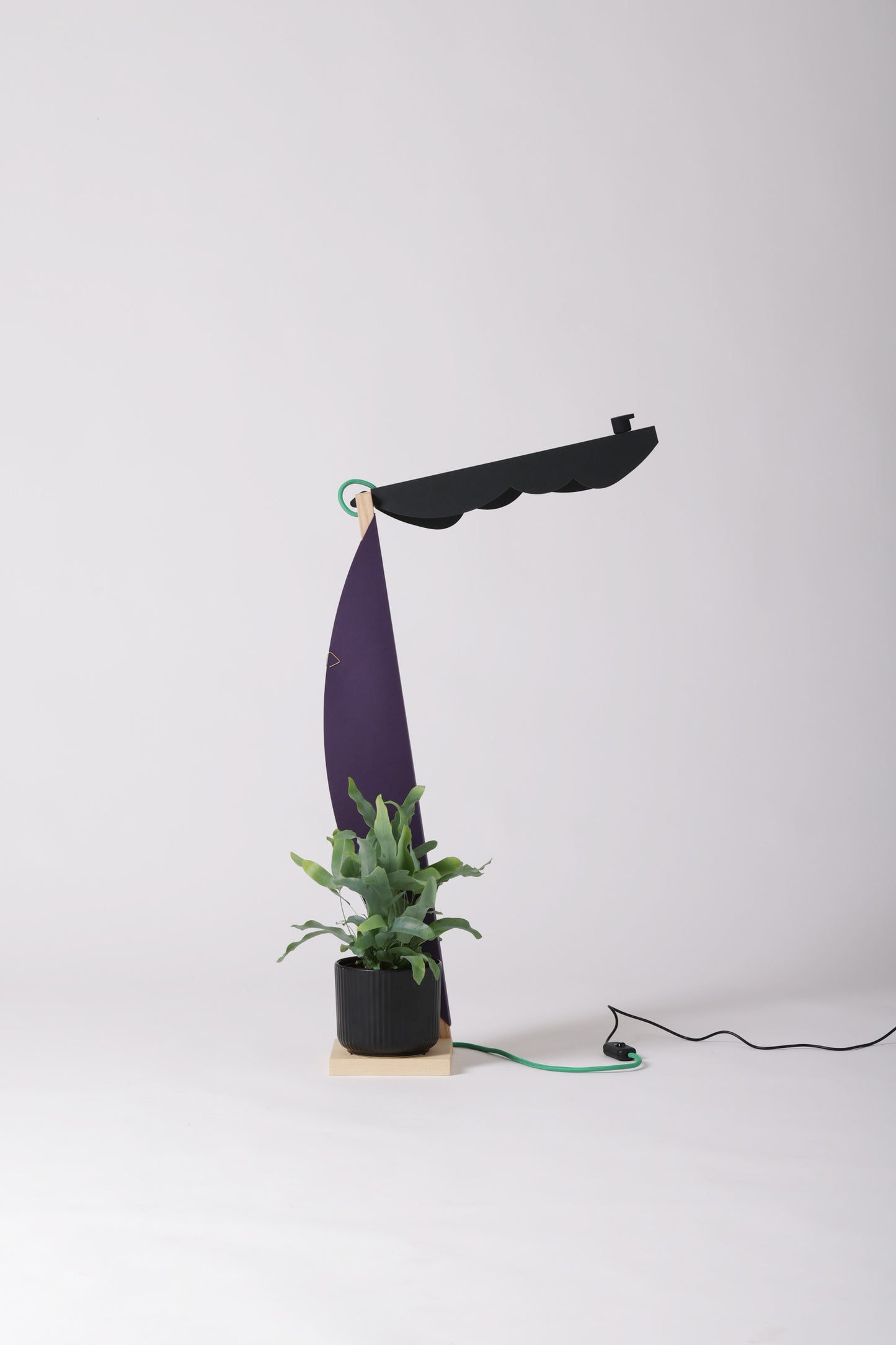 L table lamp with HALFMOON add-on & BLIP shade