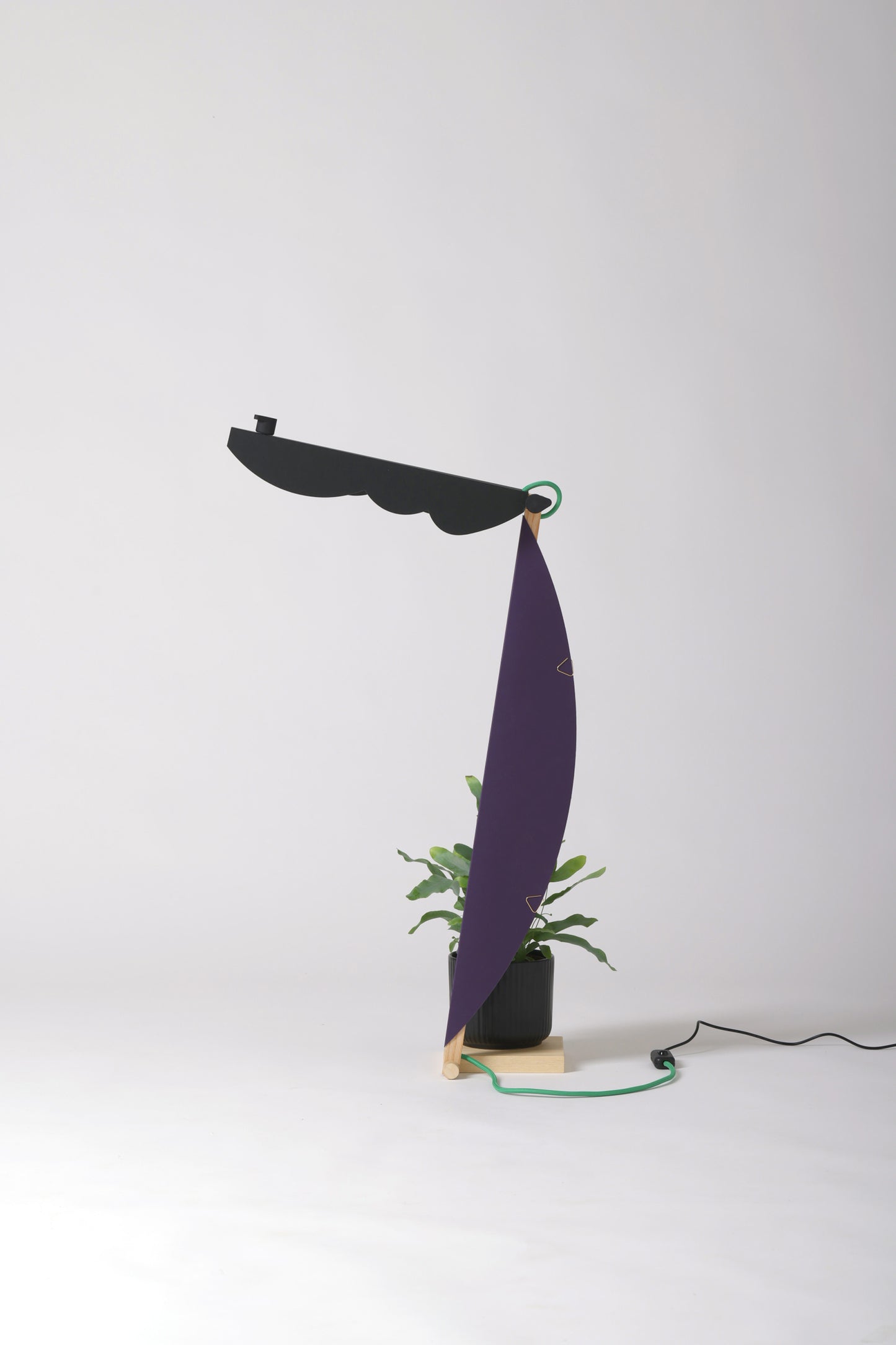 L table lamp with HALFMOON add-on & BLIP shade