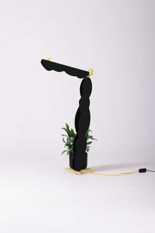 L table lamp with BLIP add-on and shade