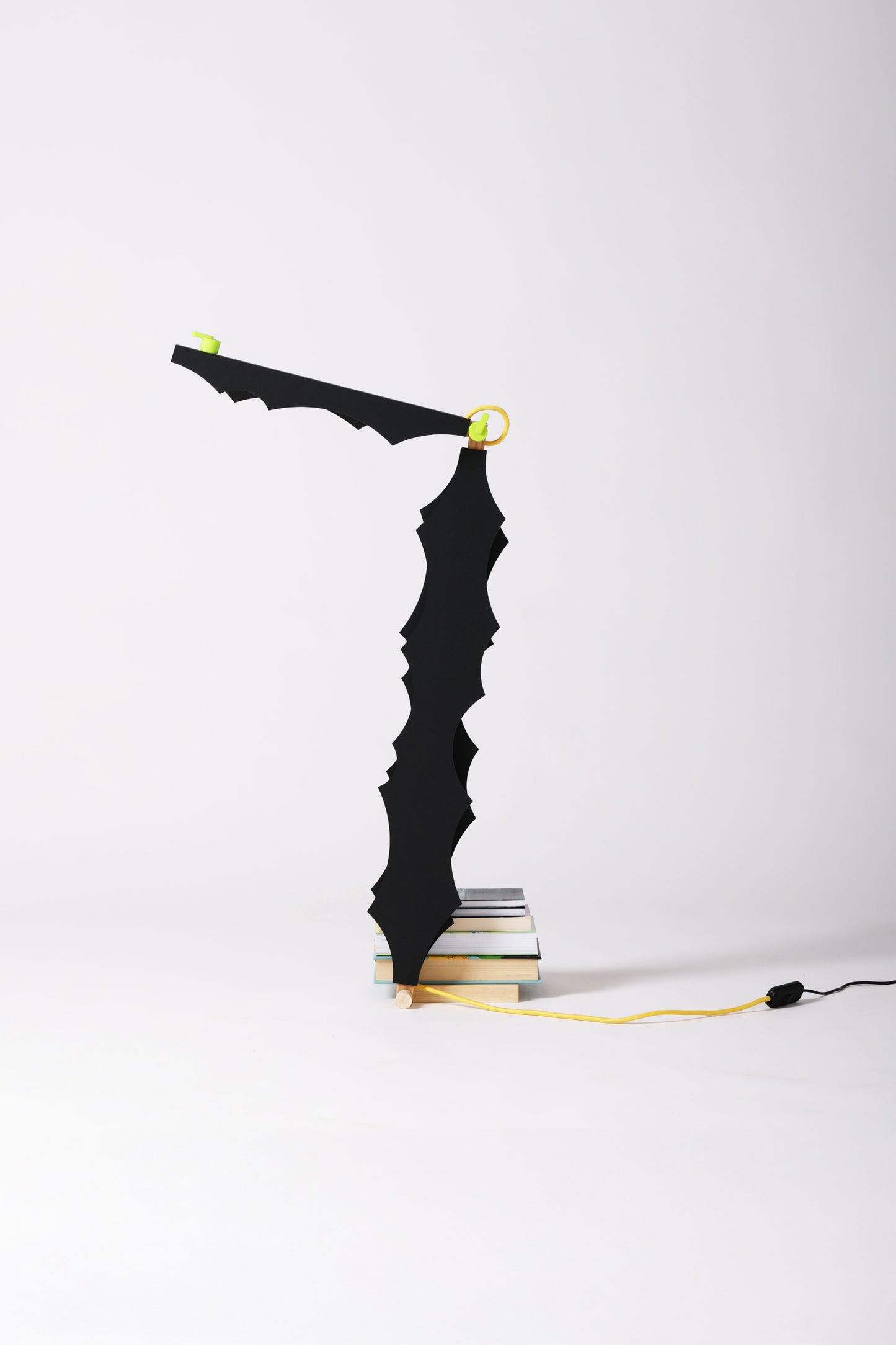 L table lamp with DIP cardboard add-on and shade