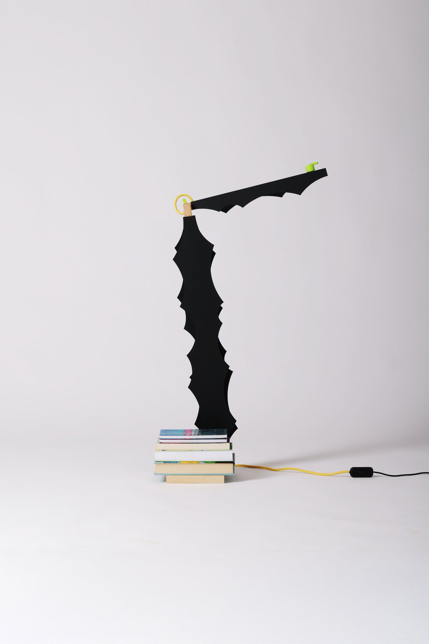 L table lamp with DIP cardboard add-on and shade