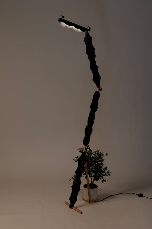S floor lamp with DIP add-ons & BLIP add-on and shade