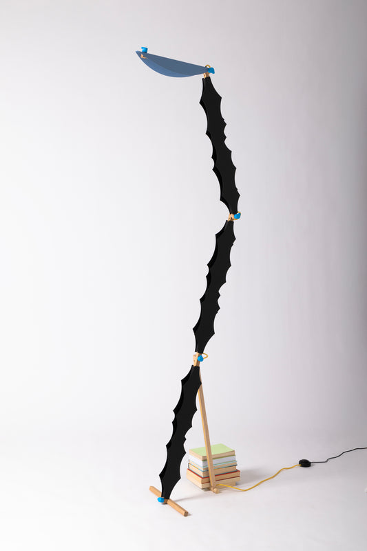 S floor lamp with DIP cardboard add-on and HALFMOON shade