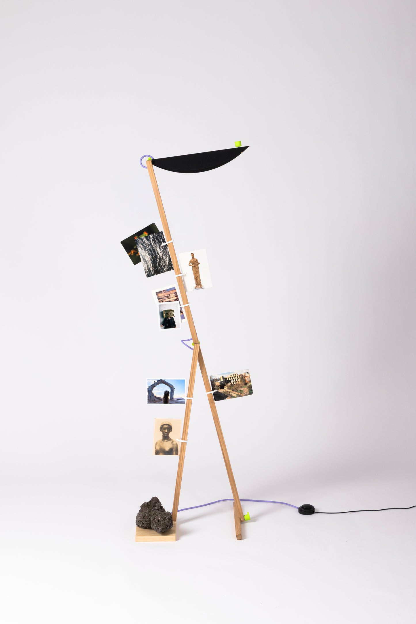 T floor lamp with HALFMOON shade and CLIP attachments