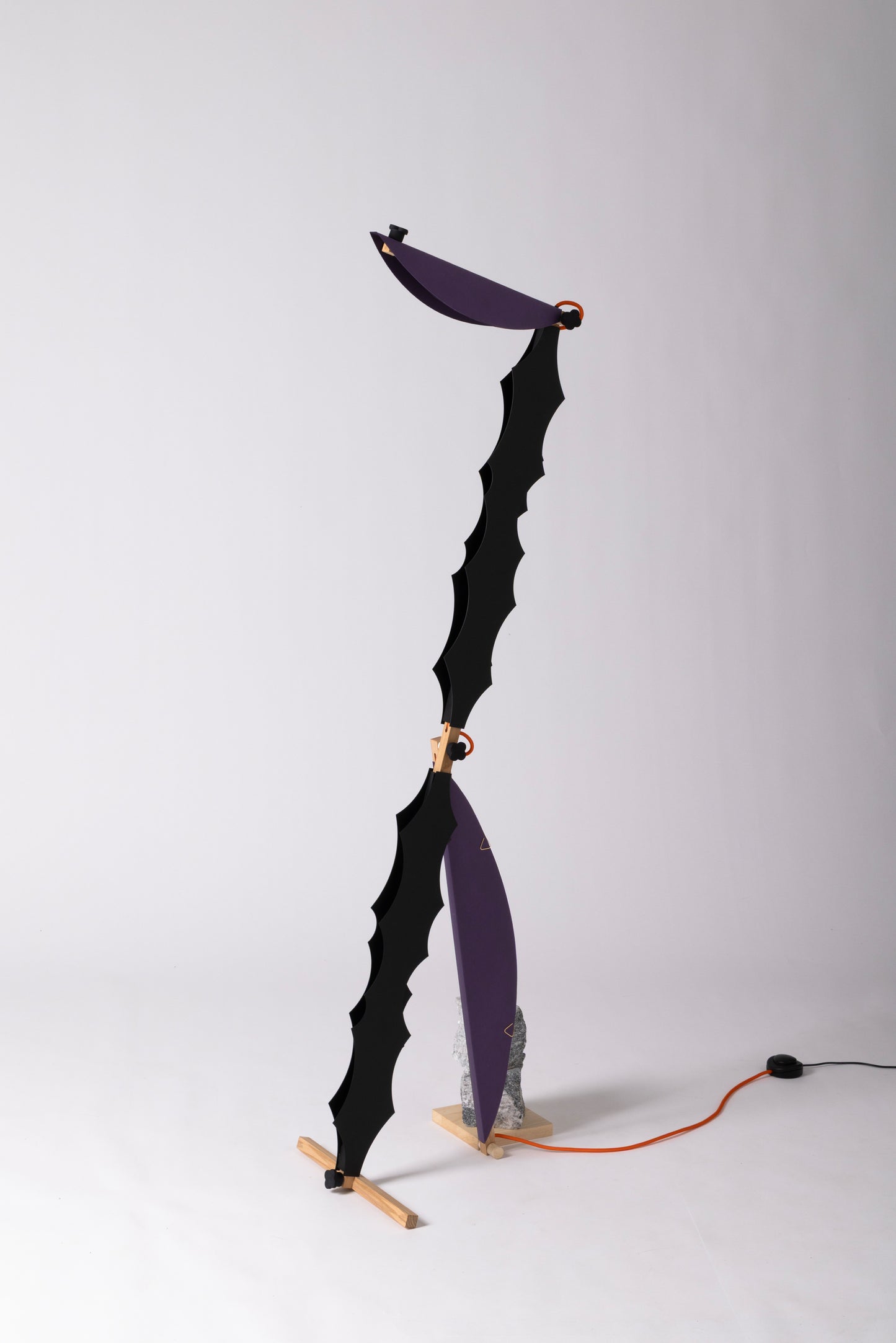 T floor lamp with HALFMOON add-on and shade & DIP add-ons