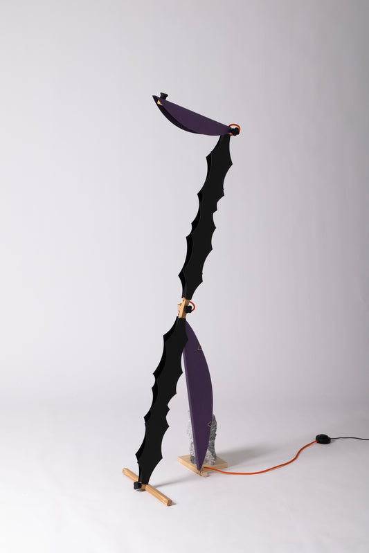 T floor lamp with HALFMOON add-on and shade & DIP add-ons