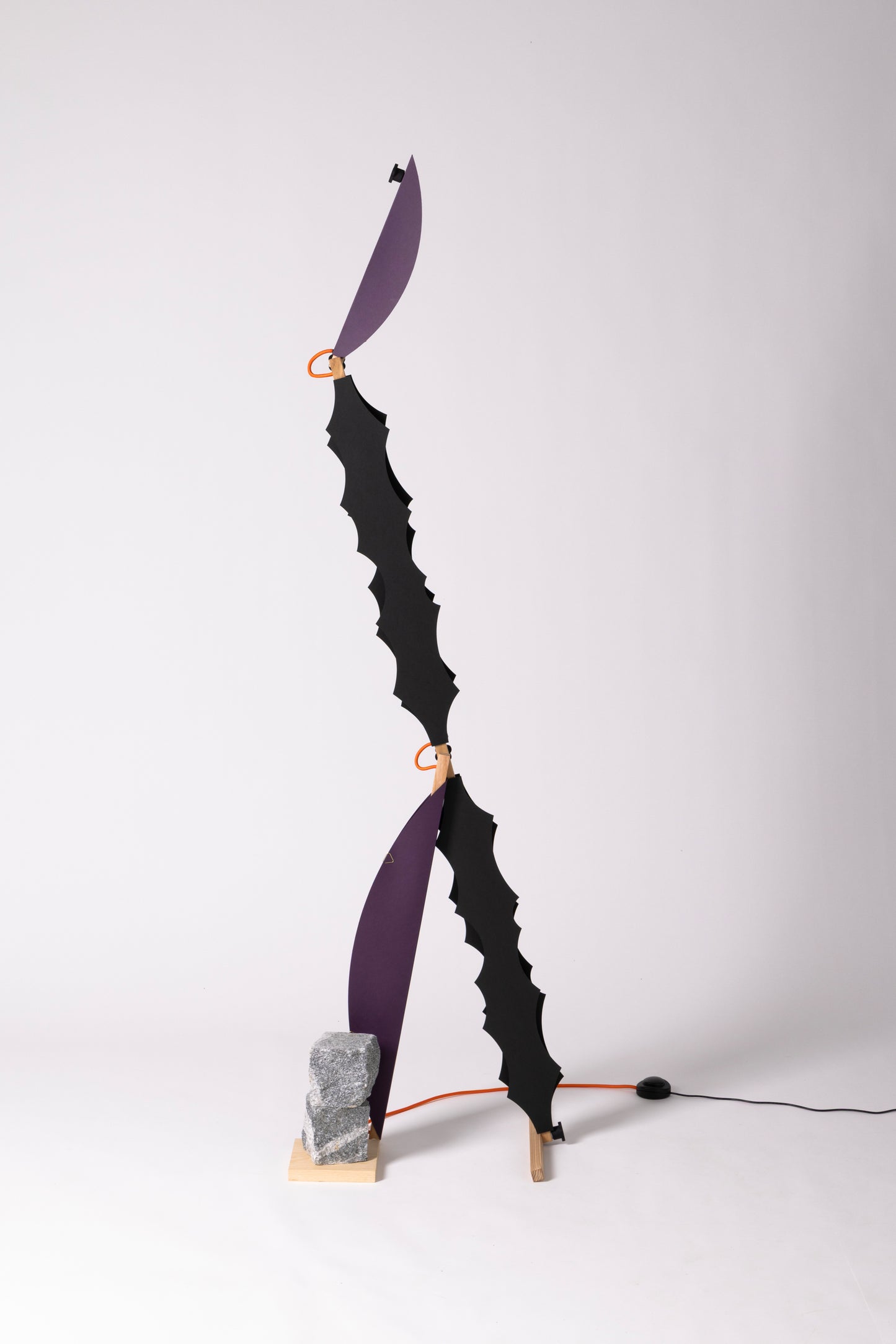 T floor lamp with HALFMOON add-on and shade & DIP add-ons