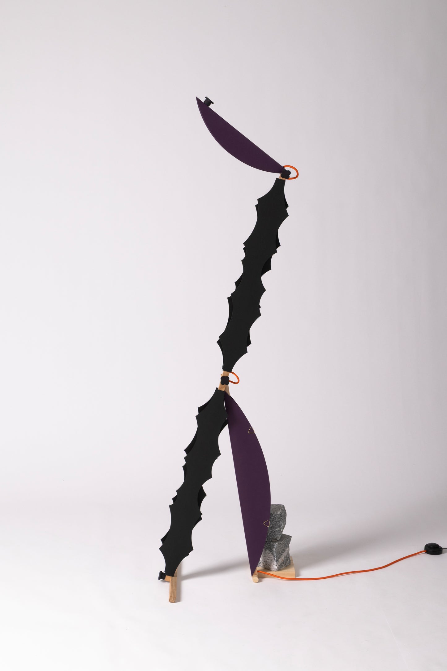 T floor lamp with HALFMOON add-on and shade & DIP add-ons